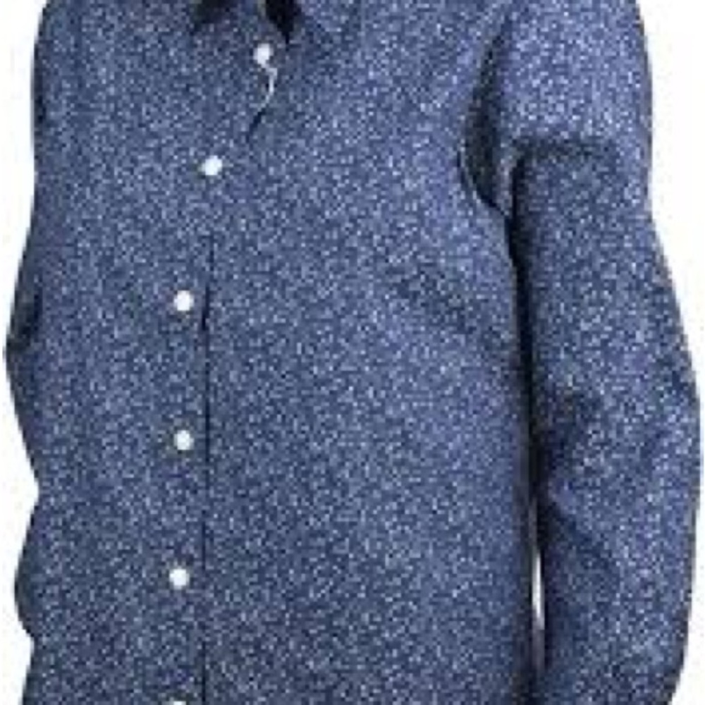 Foxcroft Navy Blue Printed Button-Down Shirt - Picture 5 of 11